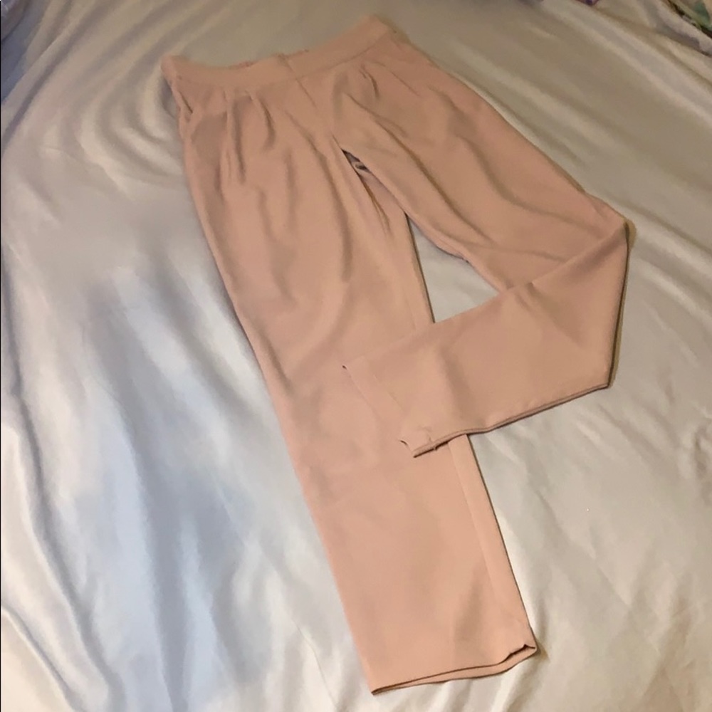Blush pink trousers